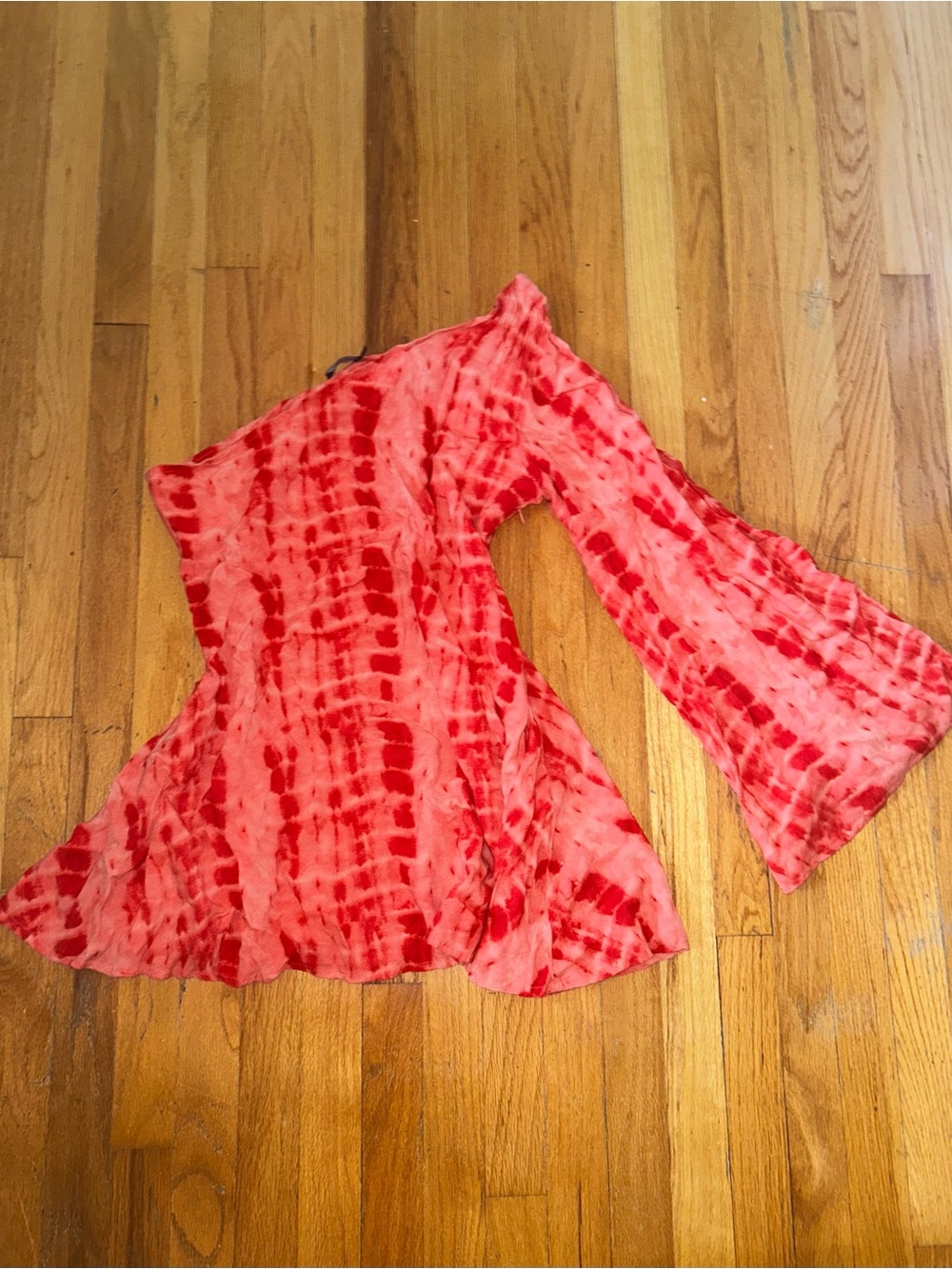 Nasty Gal Red Tie-Dye Long Sleeve Top